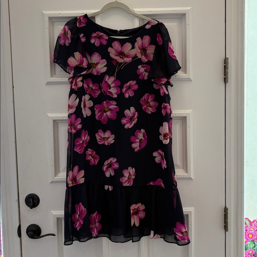 Floral Navy Dress with Pink Flowers